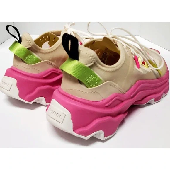 Sorel Sneakers Kinetic Breakthru Tech Lace 7.5 Bleached Ceramic & Fucshia Shoes - Picture 6 of 13